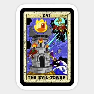 The Evil Tower and Thor old cartoon Style XVI Tarot Card Sticker